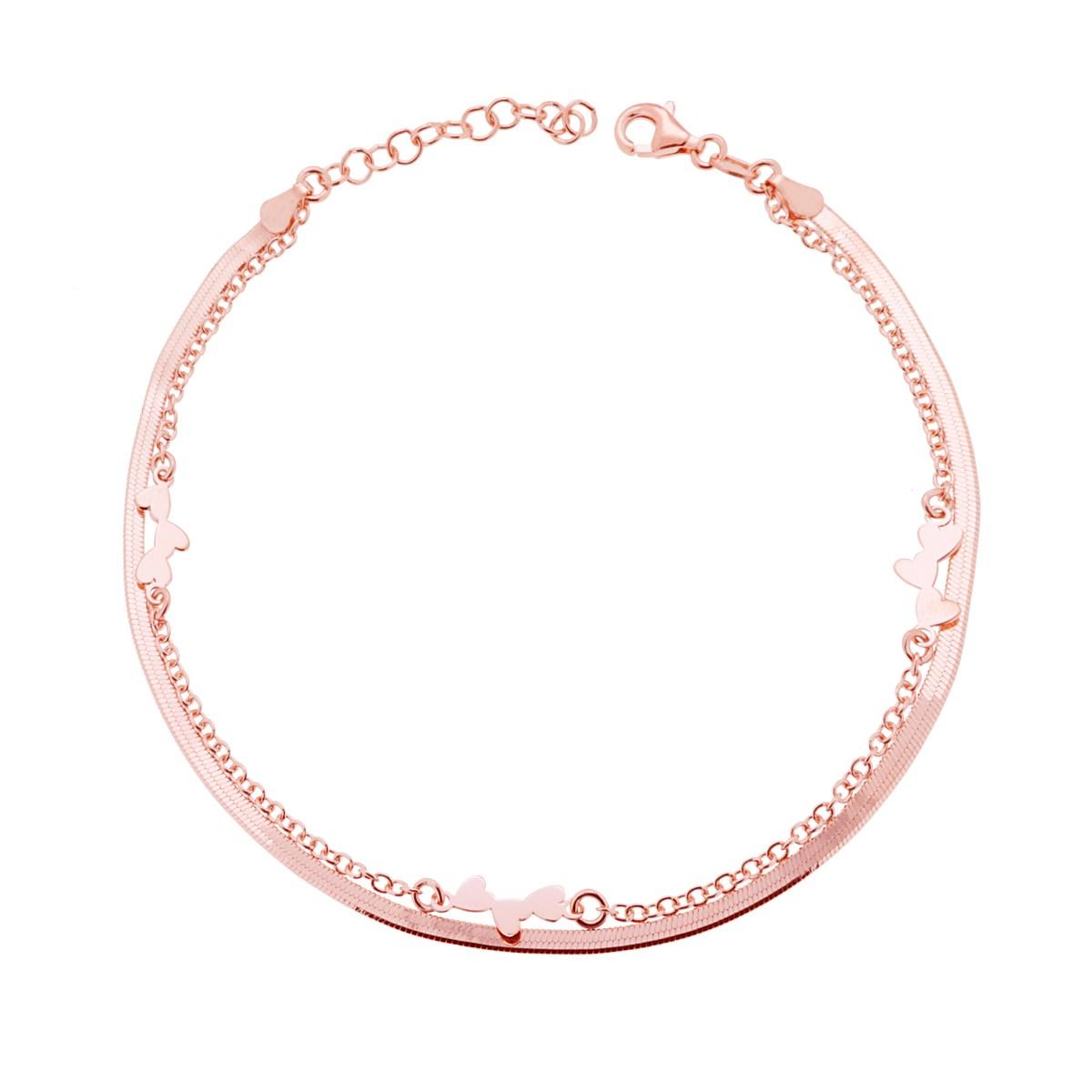 Cavigliera due fili Cuori Argento