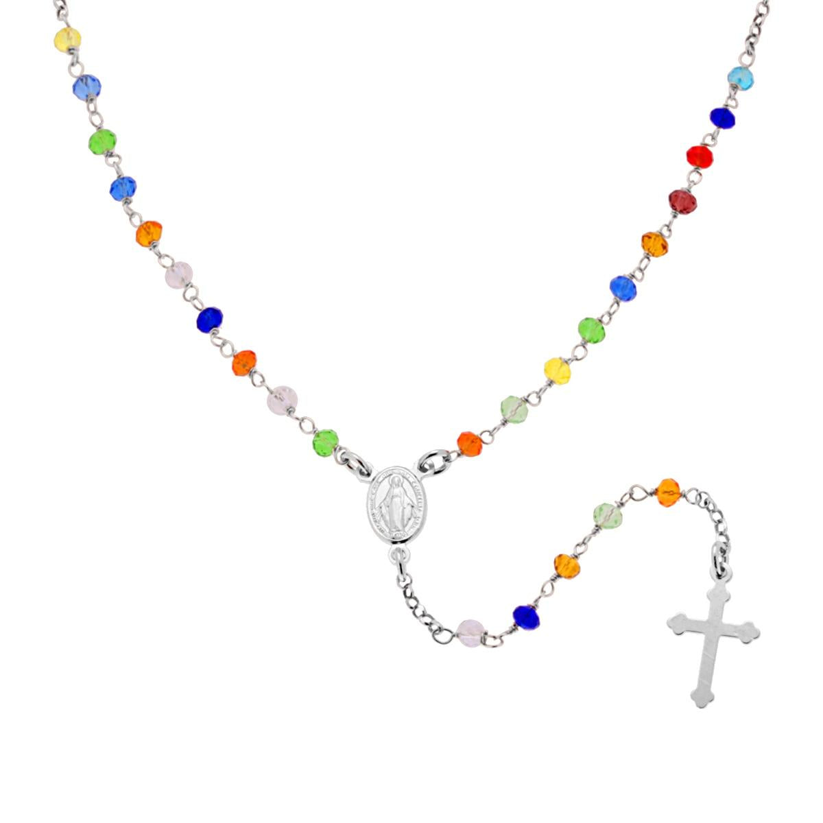 Collana Rosario con Grani in Crystal Multicolor Rainbow
