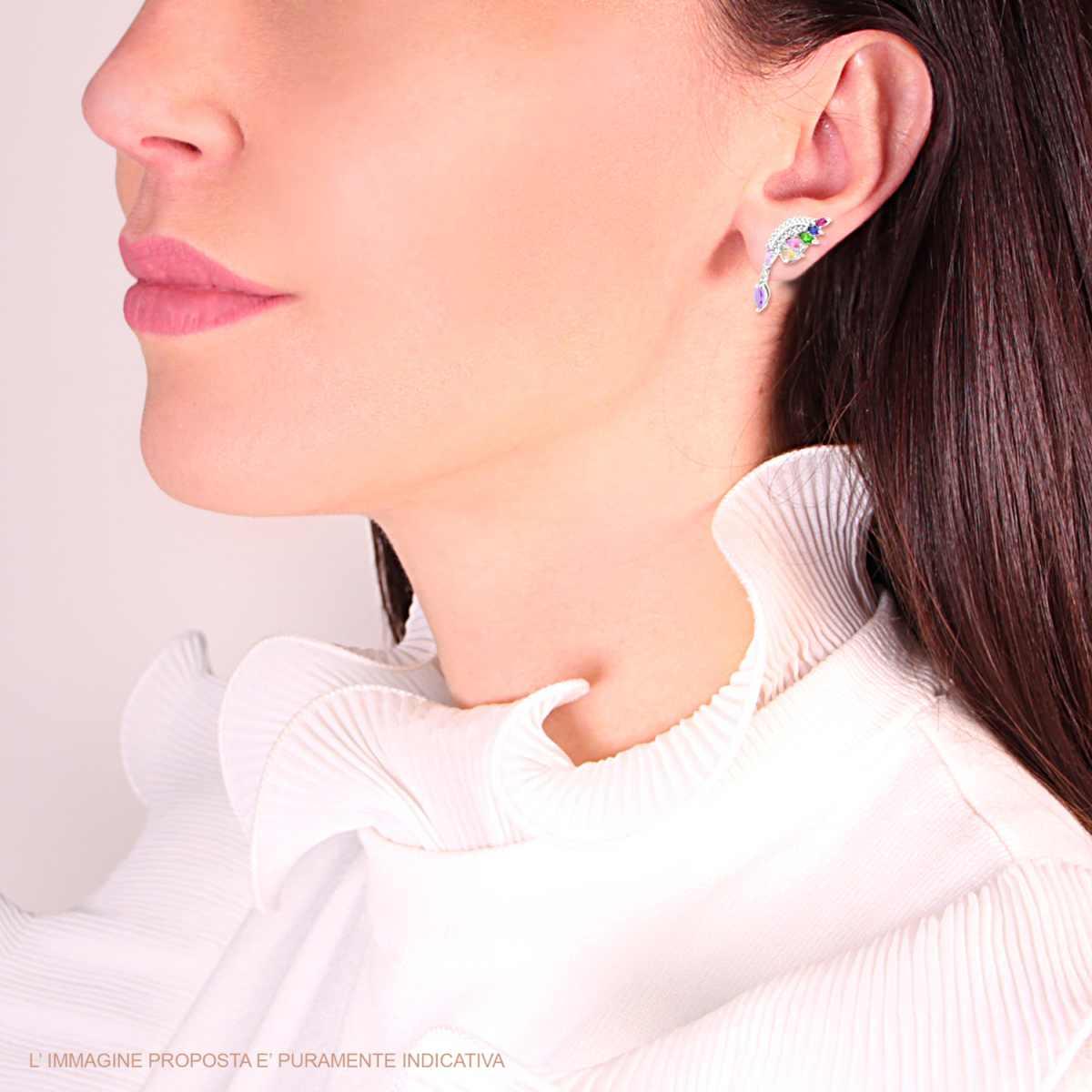 ✨ Orecchini Piuma Argento Multicolor ✨