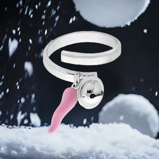 Anello Aperto con Cornetto e Campanella in Argento