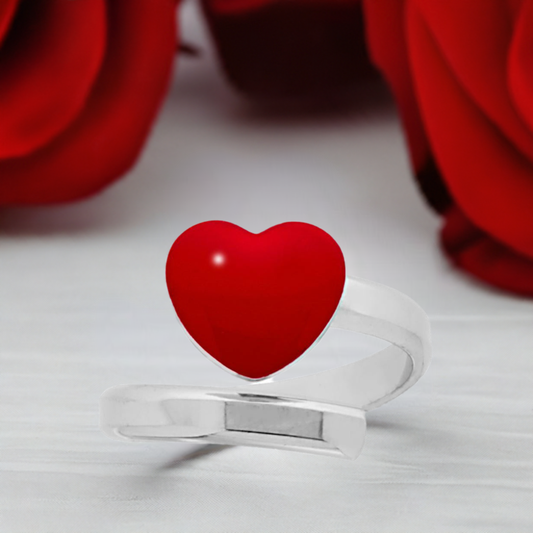 🌟 Anello Aperto in Argento 925 con Cuore Smaltato🌟