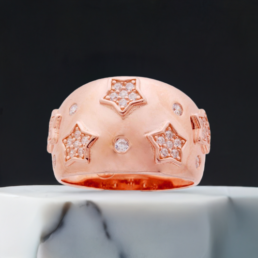 Anello Fascia con Stelle a Rilievo