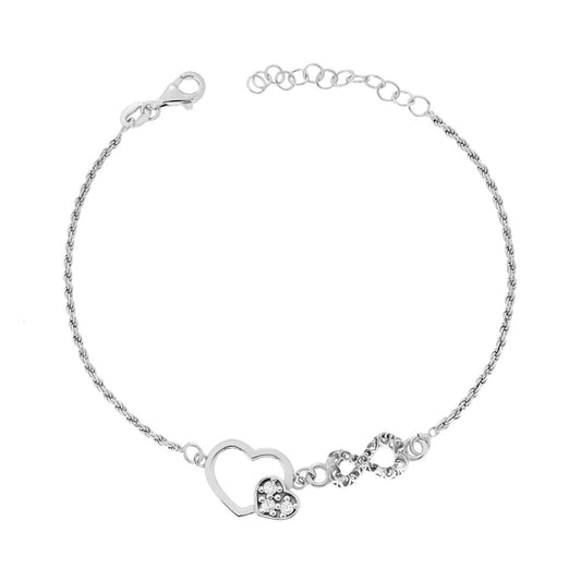 🌟 Bracciale Corda Diamantata Cuore Infiniti Argento 925 🌟