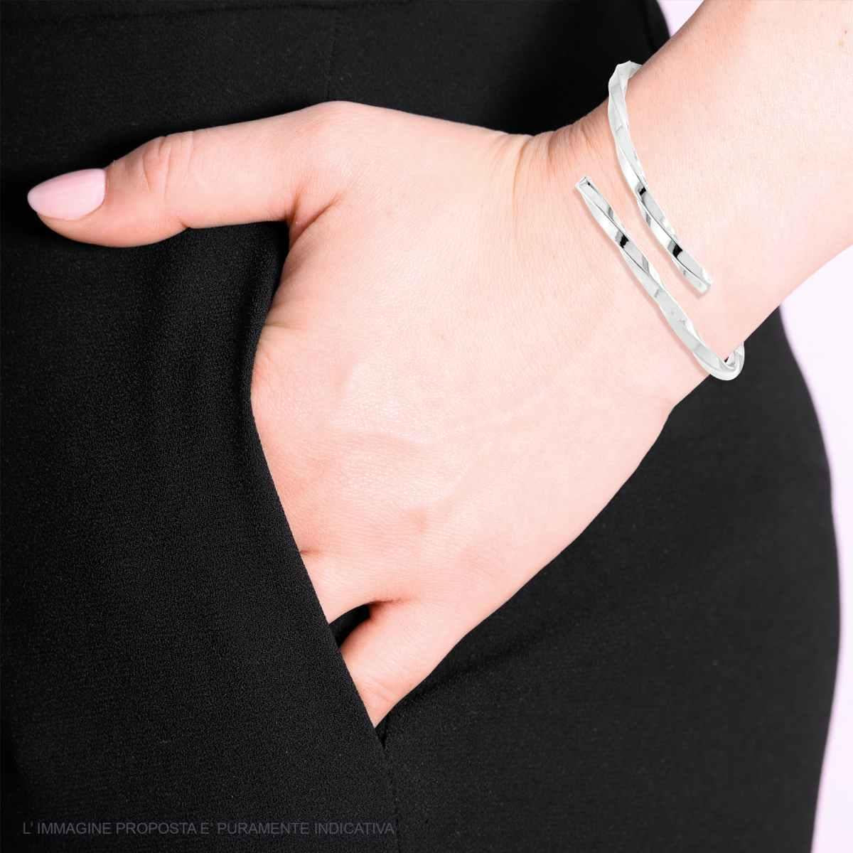🌟 Bracciale Rigido Torchon a Sezione Quadrata in Argento 🌟