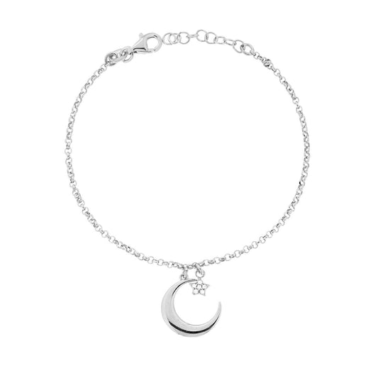 🌟 Bracciale con Luna e Stella Argento 925 - Made in Italy 🌟