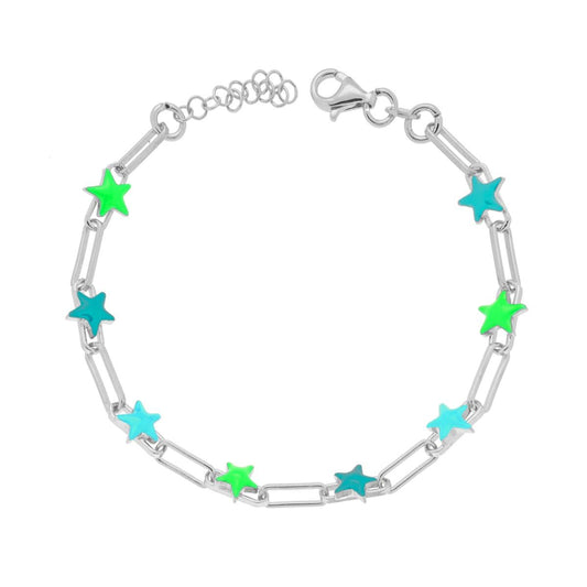 🌟 Bracciale con Stelle Smaltate Multicolor in Argento 925 - Made in Italy 🌟
