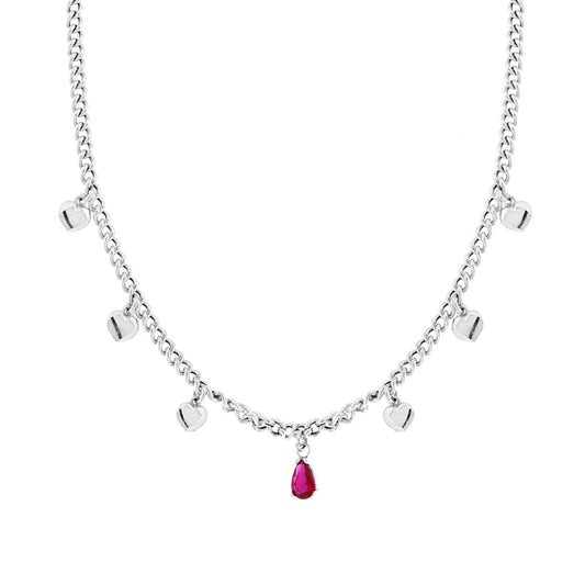 Collana Cuori e Goccia Rosso Rubino