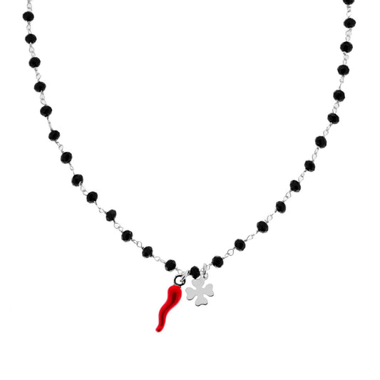 🌟 Collana Corno e Quadrifoglio Argento 925 - Made in Italy 🌟