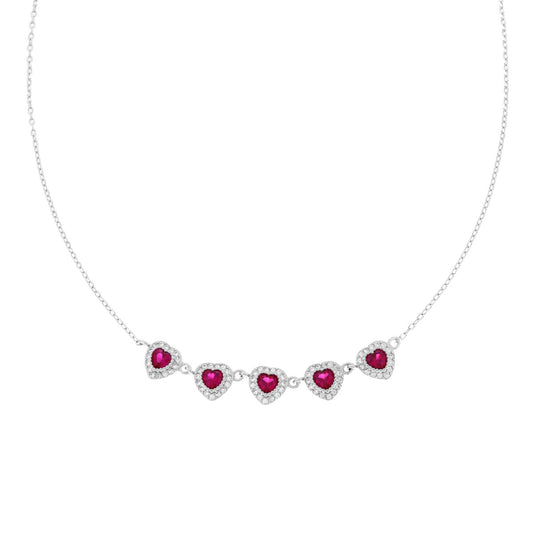 🌟 Collana Cuori Zirconi Colorate Argento - Made in Italy 🌟