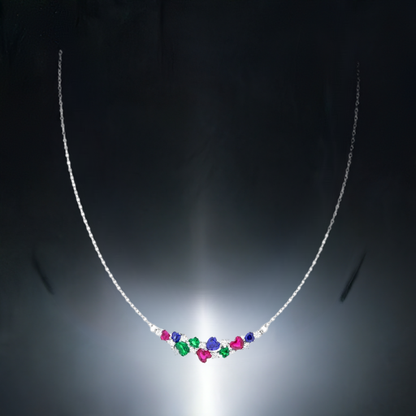 Collana Cuori in Argento Multicolor