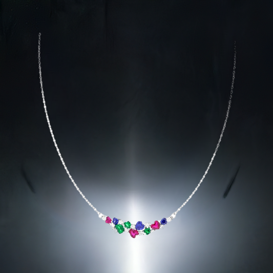 Collana Cuori in Argento Multicolor