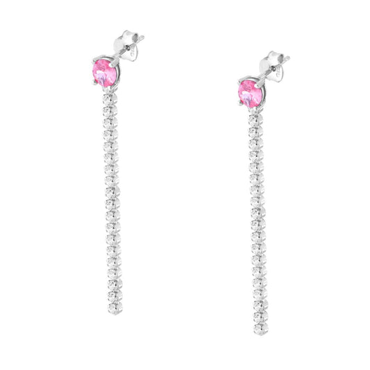Orecchini Tennis Bianco e Rosa
